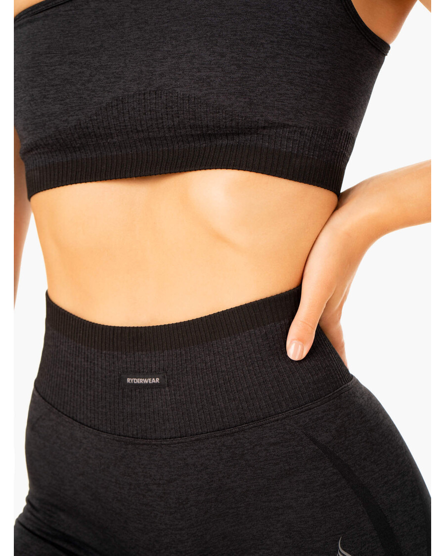 Ryderwear Excel Seamless One Shoulder Sports Bra - Black Marl