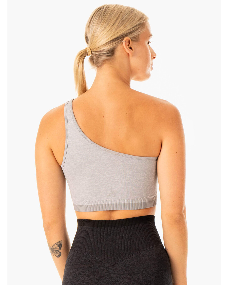 Ryderwear Excel Seamless One Shoulder Sports Bra - Grey Marl