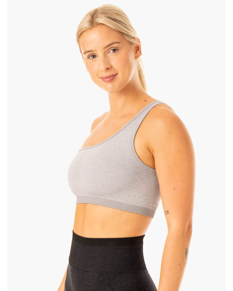 Ryderwear Excel Seamless One Shoulder Sports Bra - Grey Marl