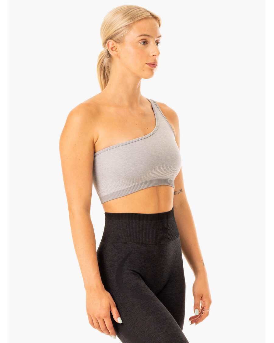 Ryderwear Excel Seamless One Shoulder Sports Bra - Grey Marl