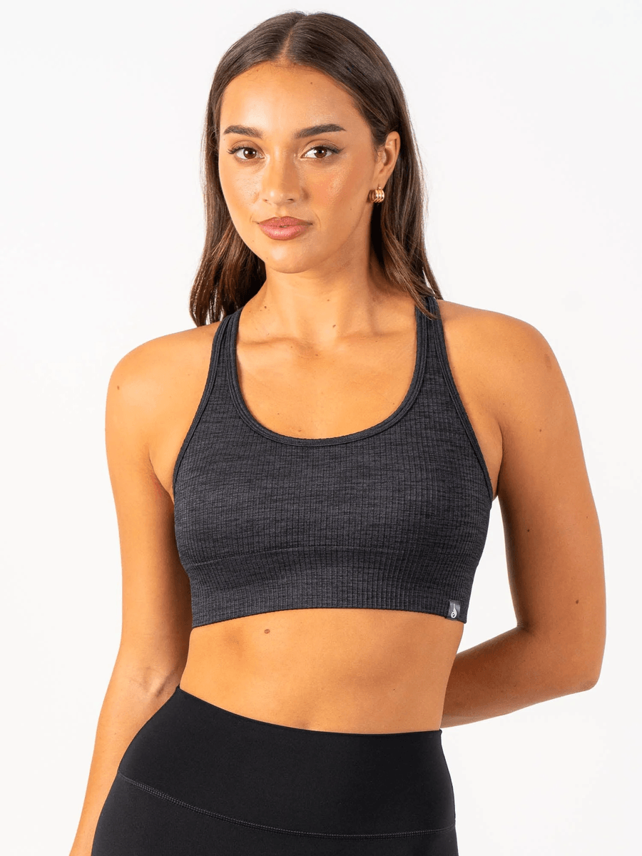 Ryderwear Rib Sømløs Sports-bh - Svart Melert