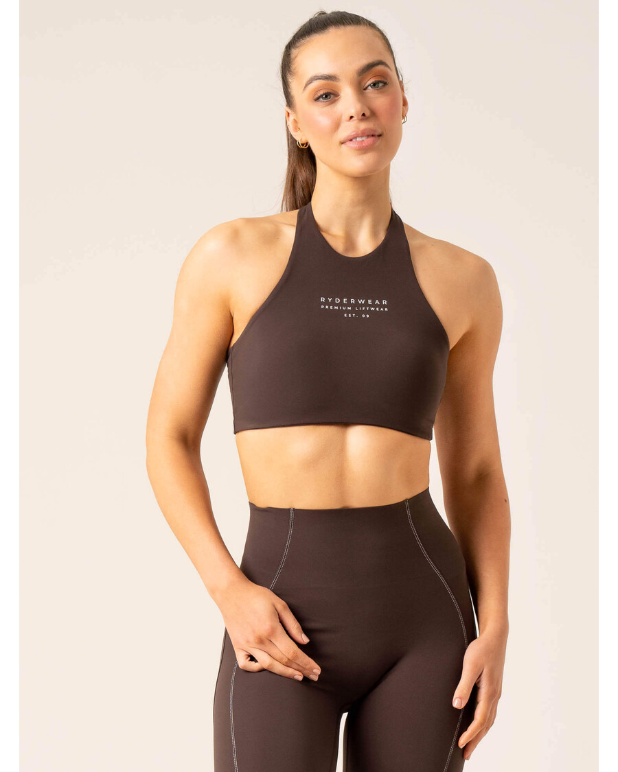 Ryderwear ストライド ホルター スポーツ ブラ - チョコレート