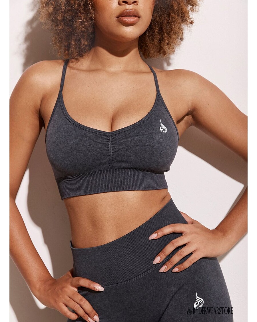 Ryderwear Stonewash Seamless Sports Bra - Black Stonewash