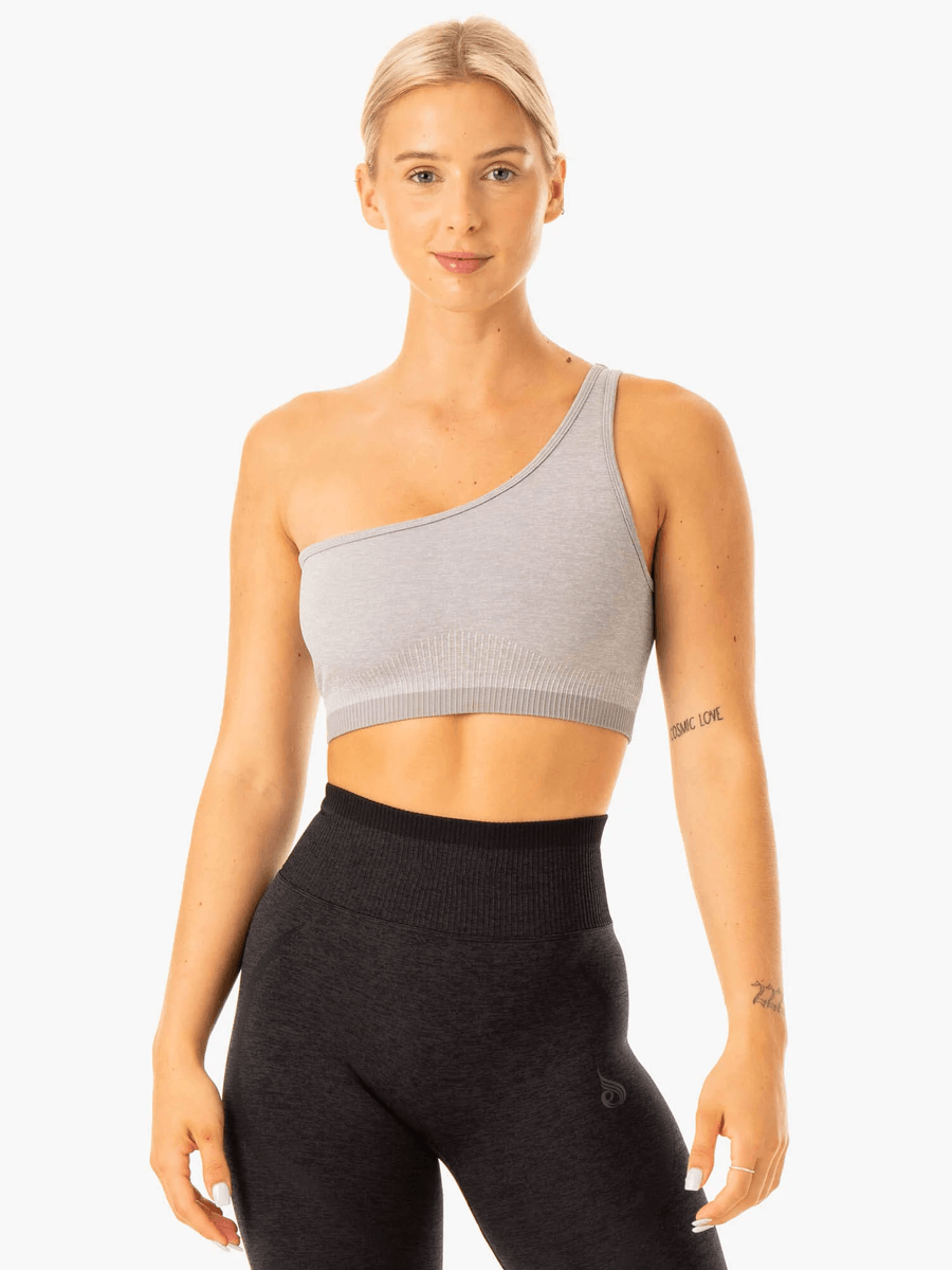 Ryderwear Excel Seamless One Shoulder Sports Bra - Grey Marl
