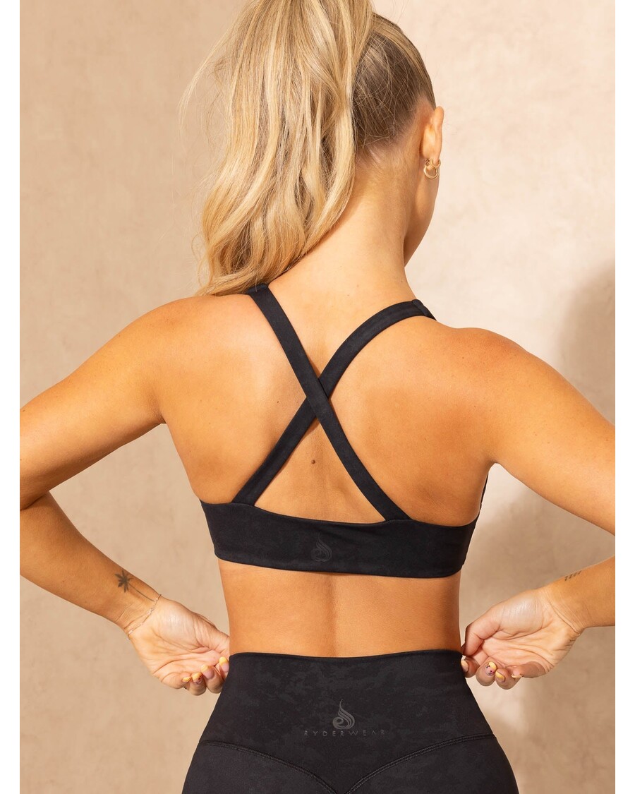 Ryderwear NKD Stonewash Twist Sports Bra - Black Stonewash