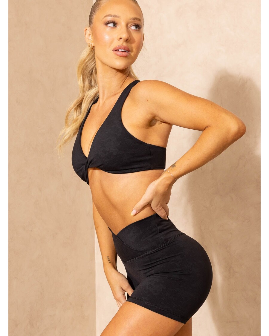 Ryderwear NKD Stonewash Twist Sports Bra - Black Stonewash