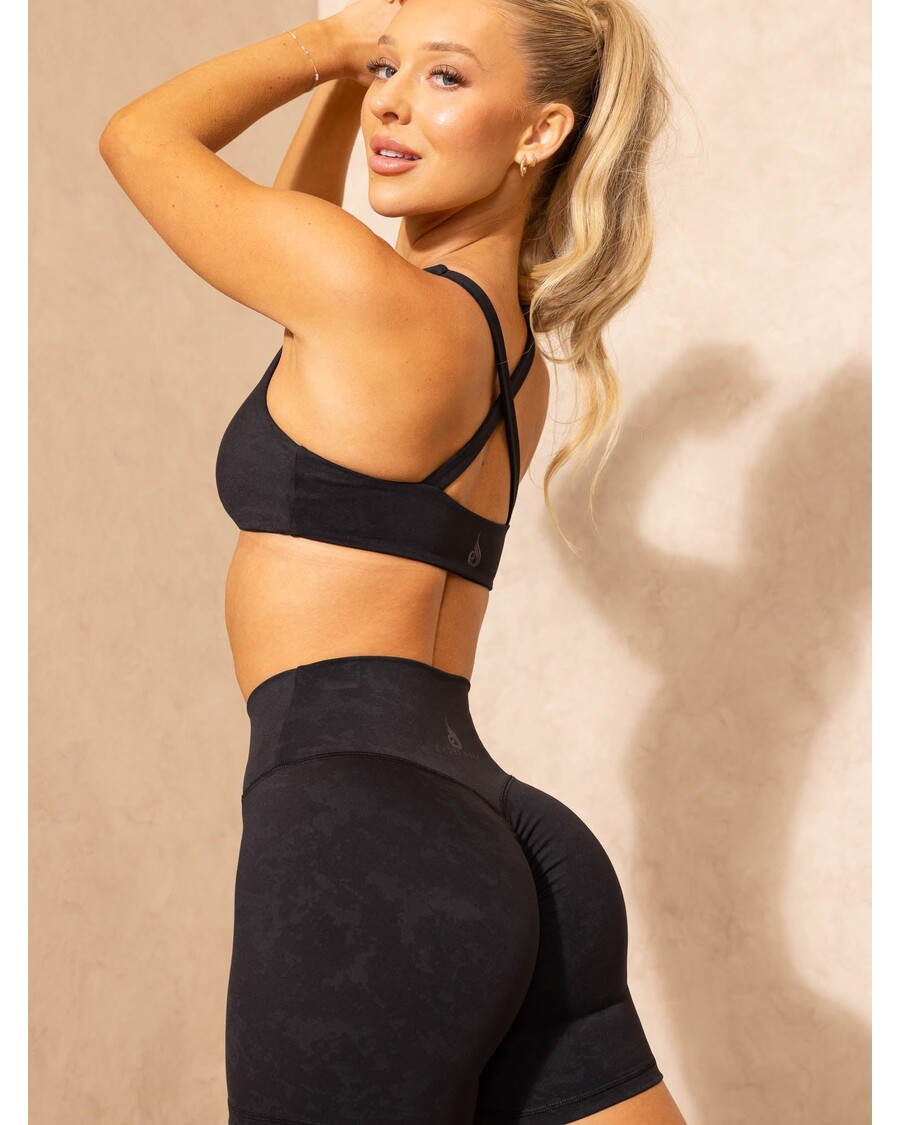 Ryderwear NKD Stonewash Twist Sports Bra - Black Stonewash