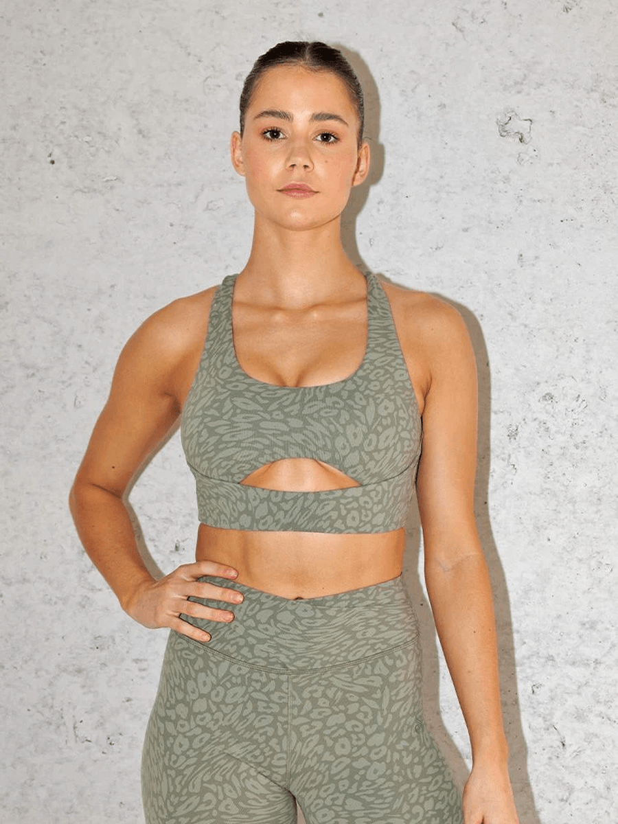 Ryderwear Rotation Sports Bra - Khaki Leopard