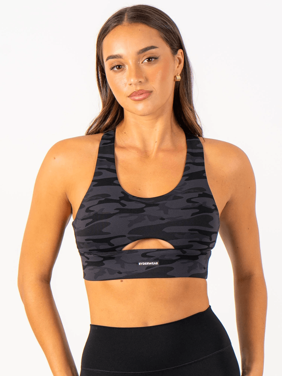 Ryderwear Base Racer Back Sports Bra - Black Camo