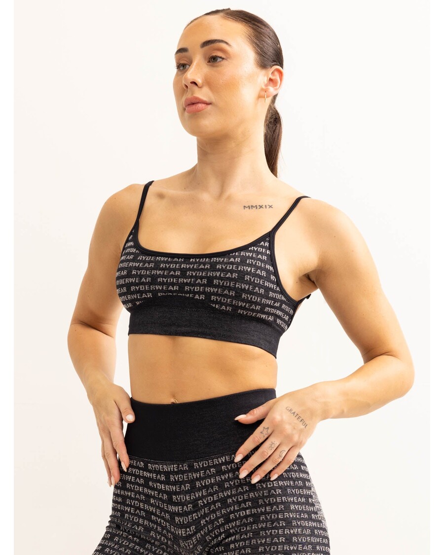 Sujetador Deportivo Sin Costuras Ryderwear Logo Lux - Negro