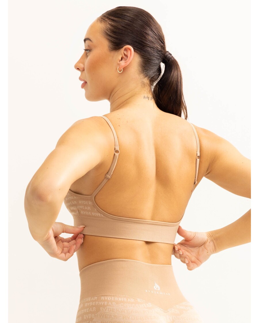 Ryderwear Logo Lux Sømløs Sports-BH - Brun