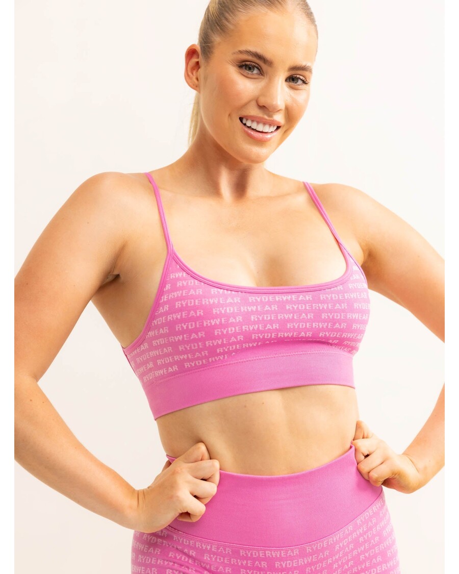Ryderwear Logo Lux Sømløs Sports-bh - Rosa