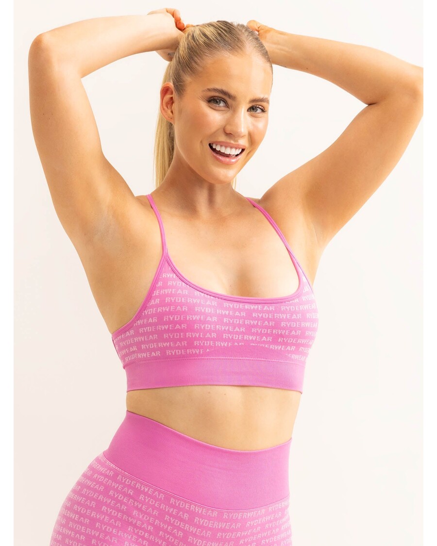 Ryderwear Logo Lux Sømløs Sports-bh - Rosa
