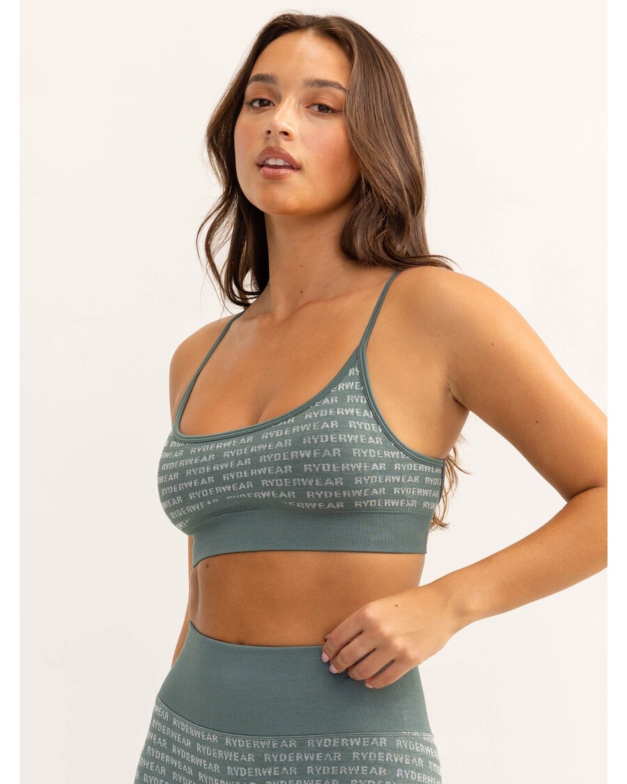 Ryderwear Logo Lux Bešavni Sportski Grudnjak - Paprat Zelena