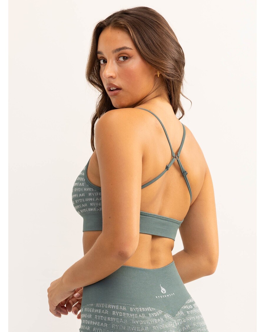 Ryderwear Logo Lux Bešavni Sportski Grudnjak - Paprat Zelena