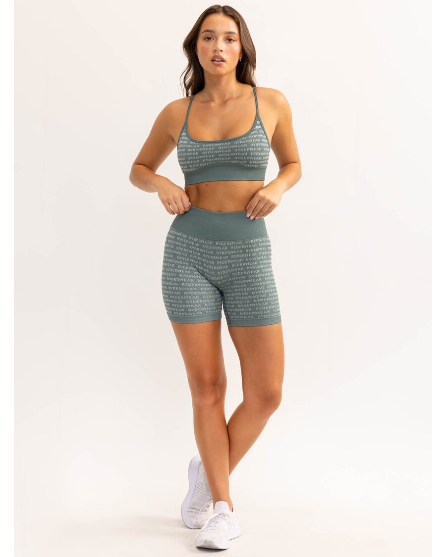 Ryderwear Logo Lux Bešavni Sportski Grudnjak - Paprat Zelena