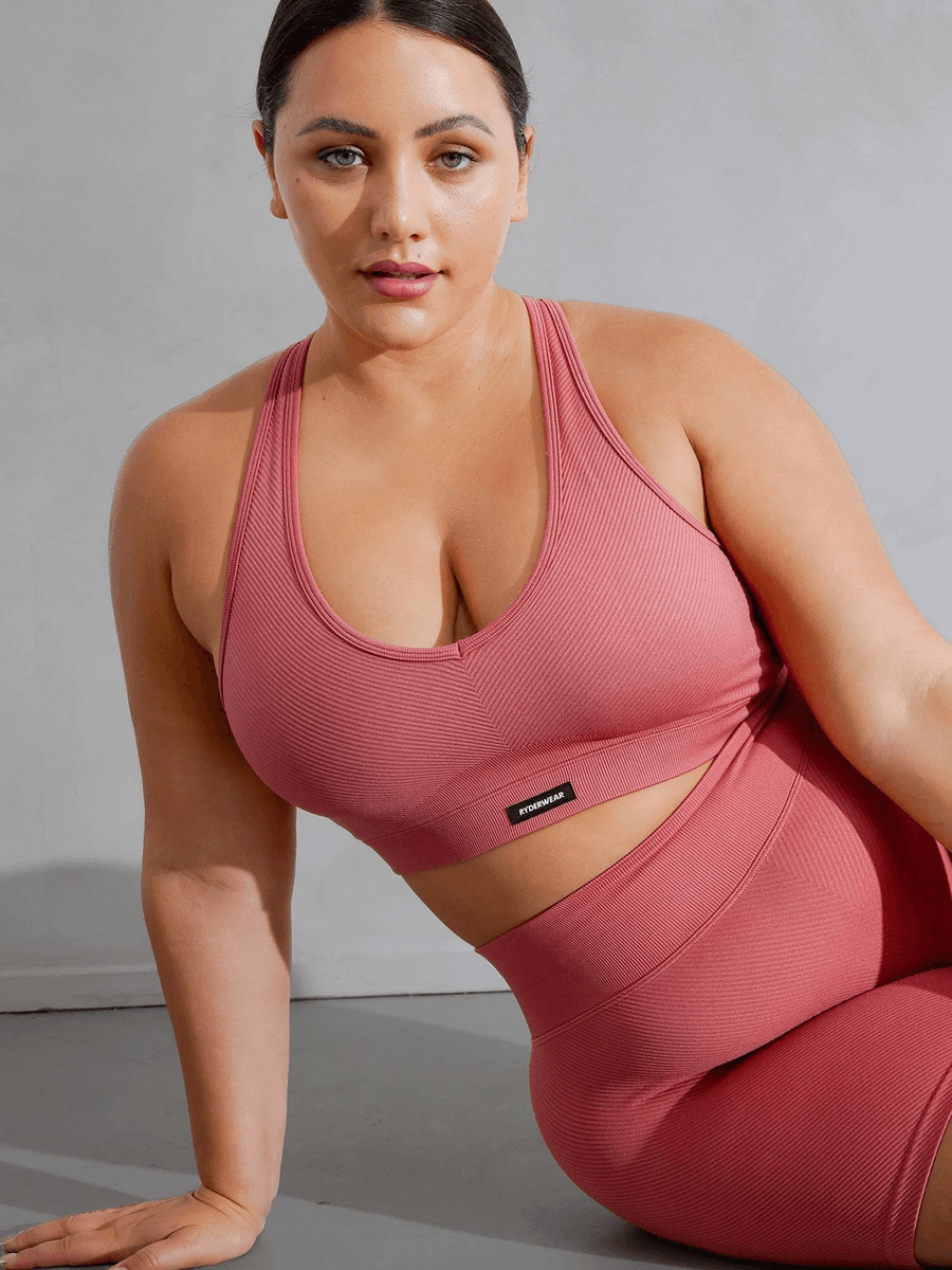 Ryderwear Circuit Rib Seamless Sports Bra - Støvet Rød