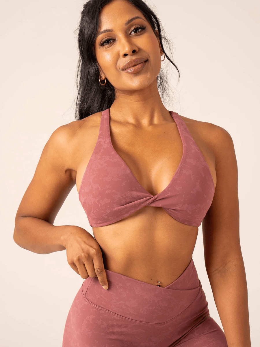Ryderwear NKD Stonewash Twist Sports Bra - Boysenberry Stonewash