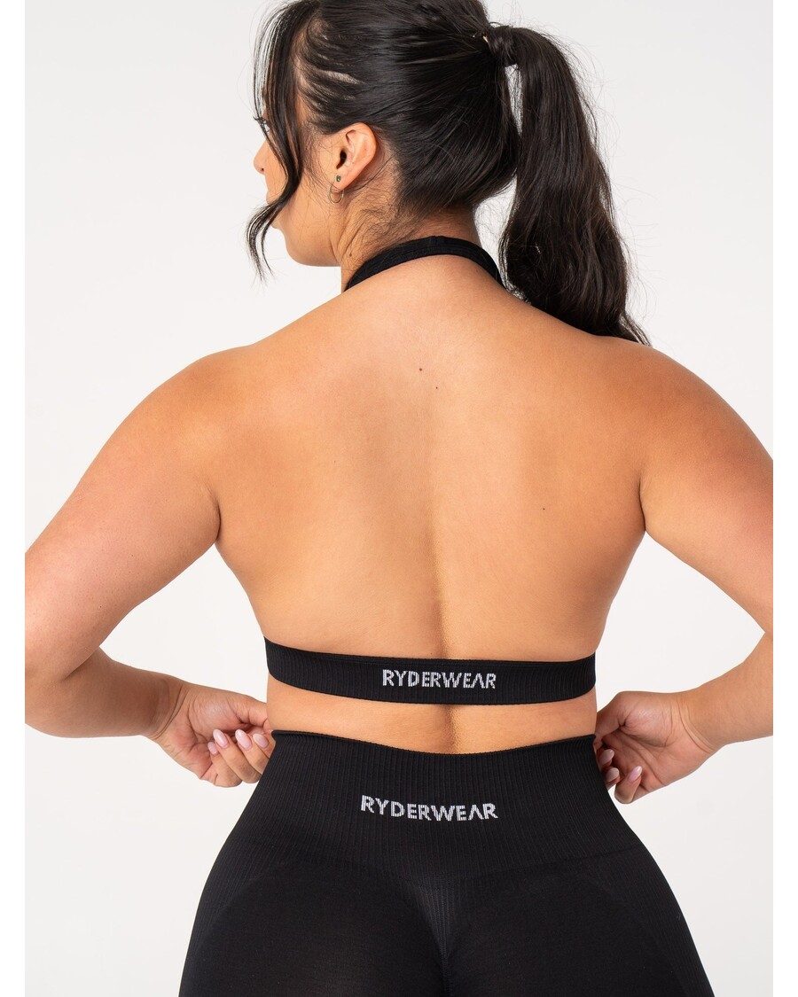 Ryderwear Rib Seamless Halter Sports Bra - Black