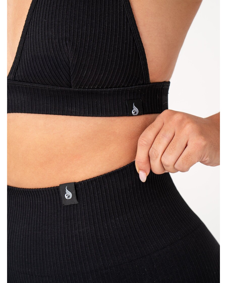 Ryderwear Rib Seamless Halter Sports Bra - Black