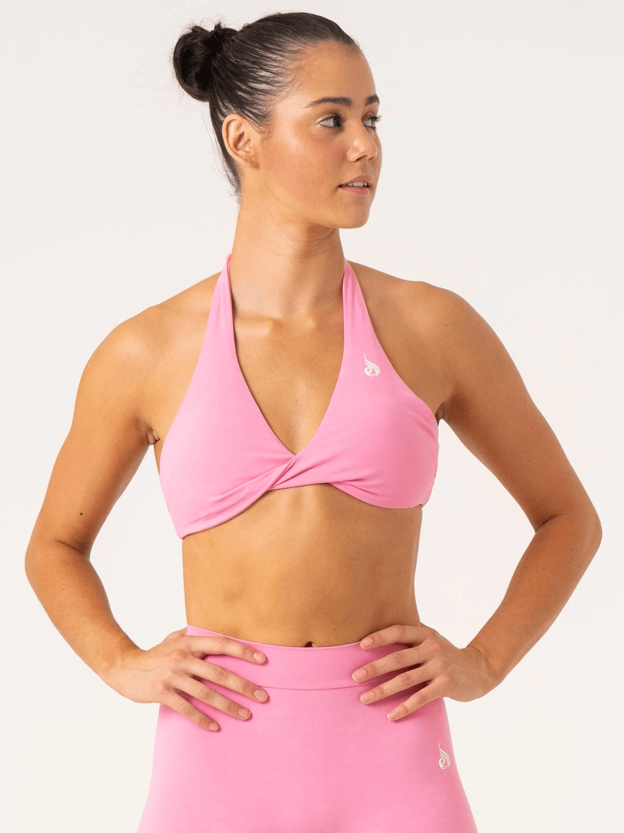 Ryderwear NKD Stonewash Halter Sports Bra - Pink Stonewash