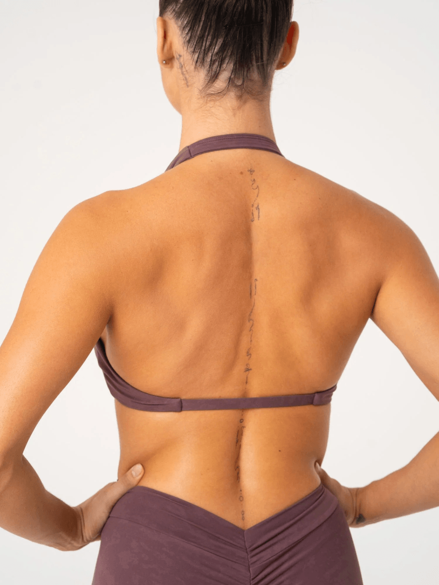 Ryderwear NKD Stonewash Halter Sports Bra - Chocolate Stonewash