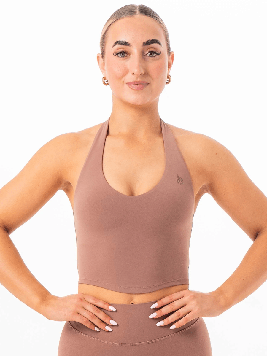 Ryderwear NKD Halter Shelf Tank - Mocha