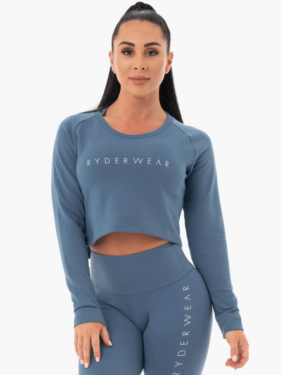 Ryderwear Staples Cropped Sweater - Steel Blue