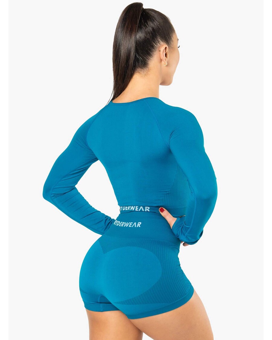 تاپ آستین بلند بدون درز Ryderwear Electra - آبی برقی