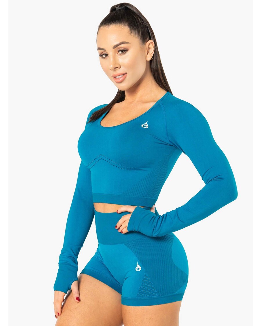 تاپ آستین بلند بدون درز Ryderwear Electra - آبی برقی