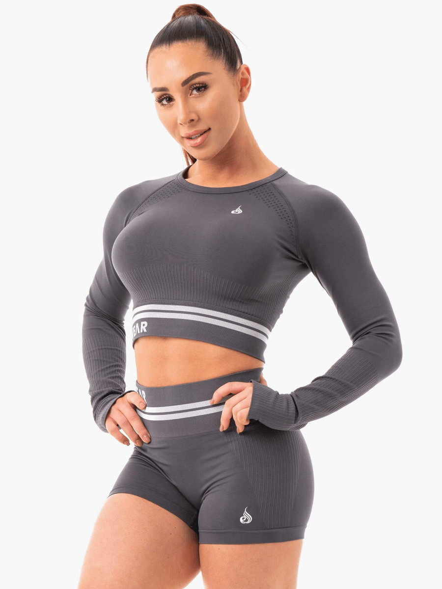 Ryderwear Freestyle Seamless Long Sleeve Crop - Charcoal