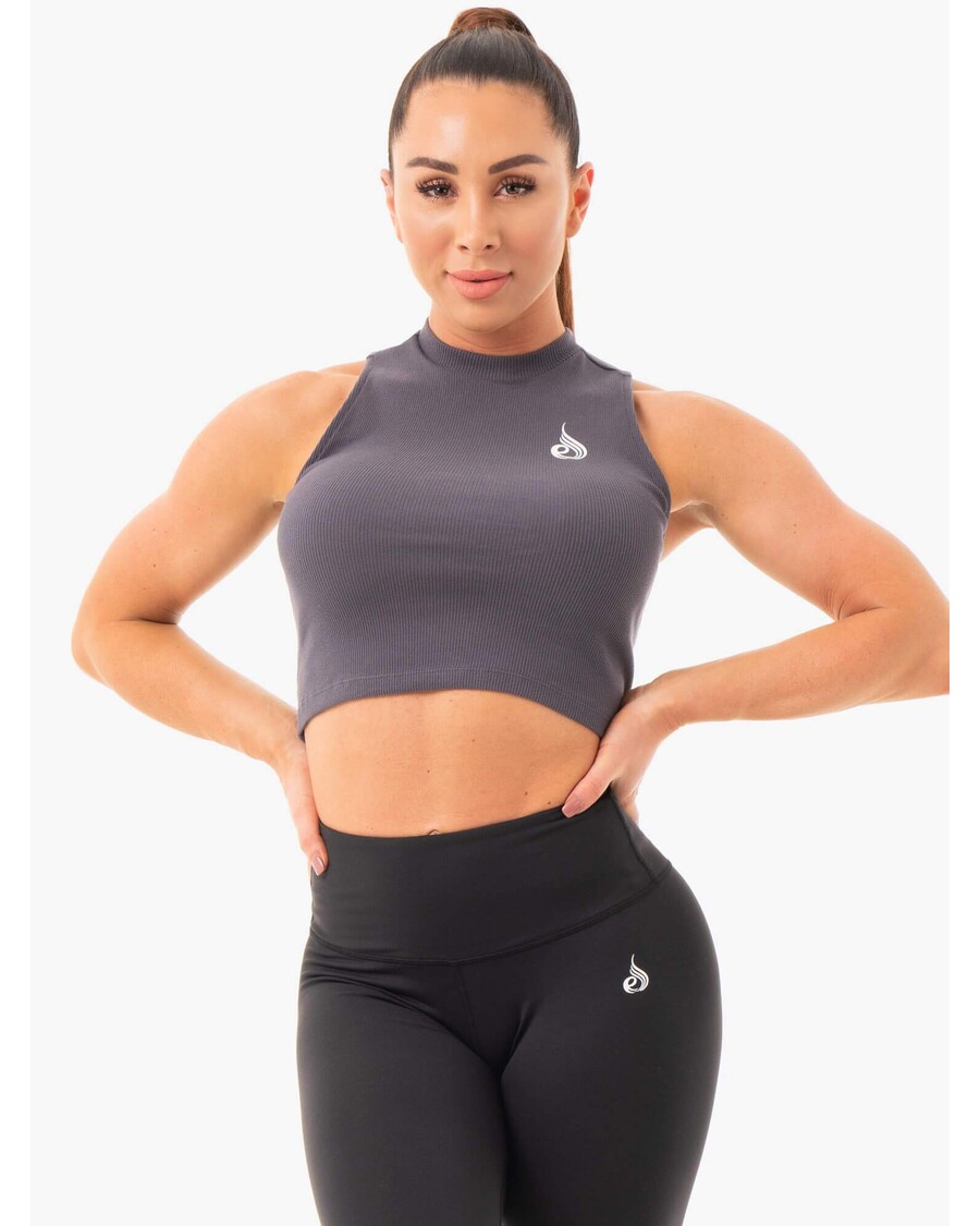 Ryderwear Ribbed Crop Tank - Charcoal