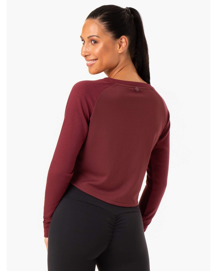 סוודר קצוץ סוודר סיכות Ryderwear - בורדו