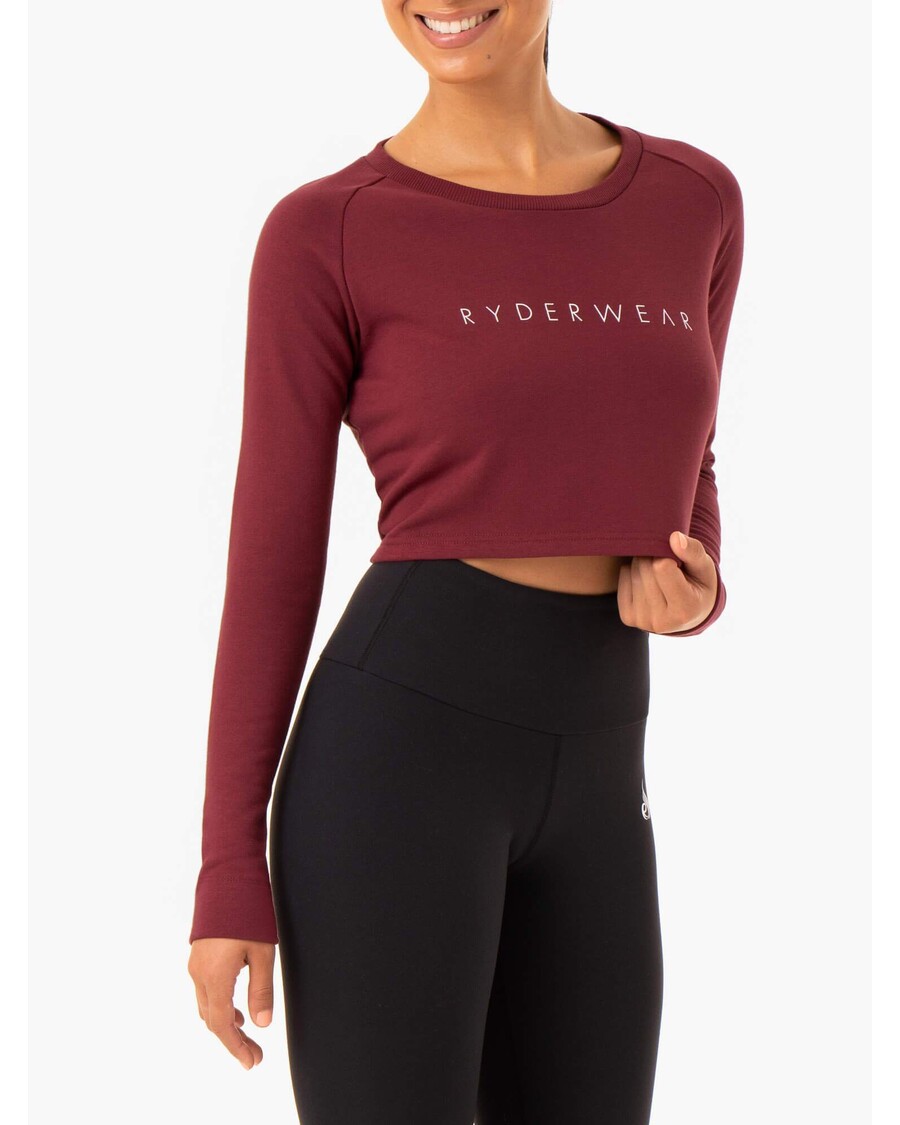 סוודר קצוץ סוודר סיכות Ryderwear - בורדו