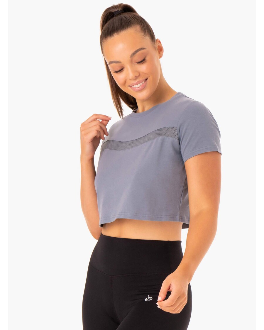 Ryderwear Hybrid Mesh Tee - Steel Blue