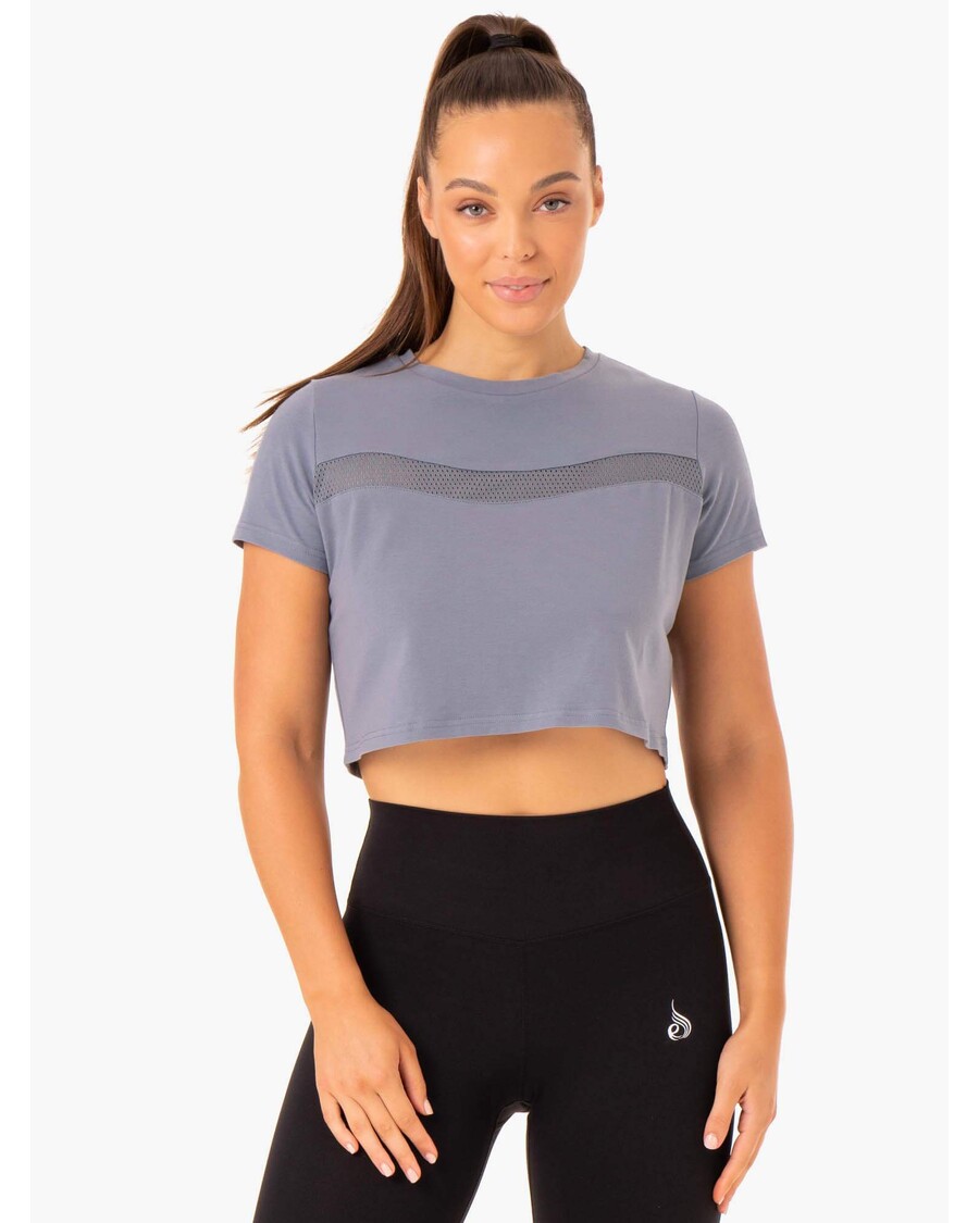 Ryderwear Hybrid Mesh Tee - Steel Blue
