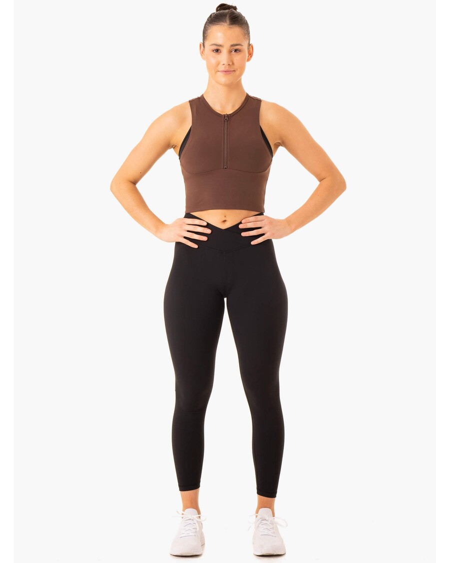 Ryderwear Embody Zip Up Crop - Chocolate