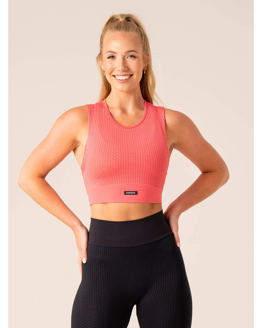 Tangki Mulus Ryderwear Honeycomb - Merah Muda Koral