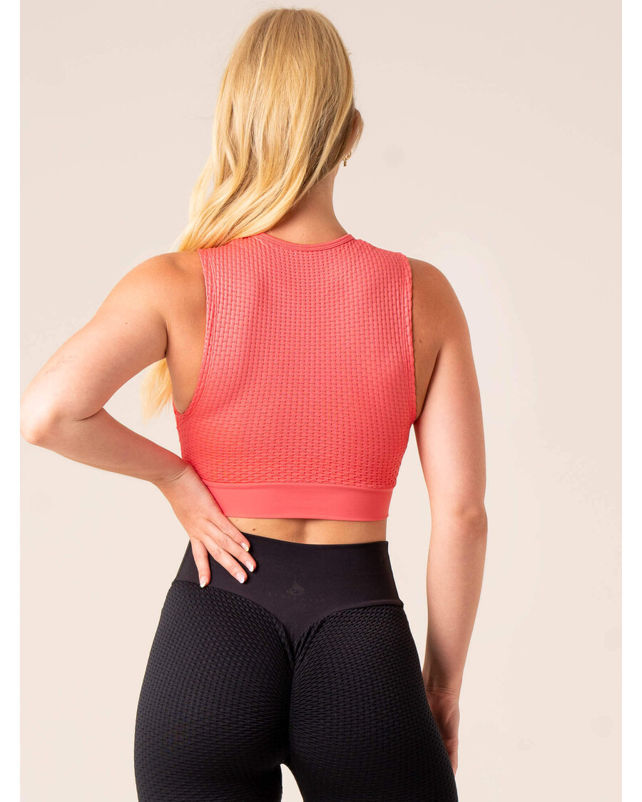 Tangki Mulus Ryderwear Honeycomb - Merah Muda Koral