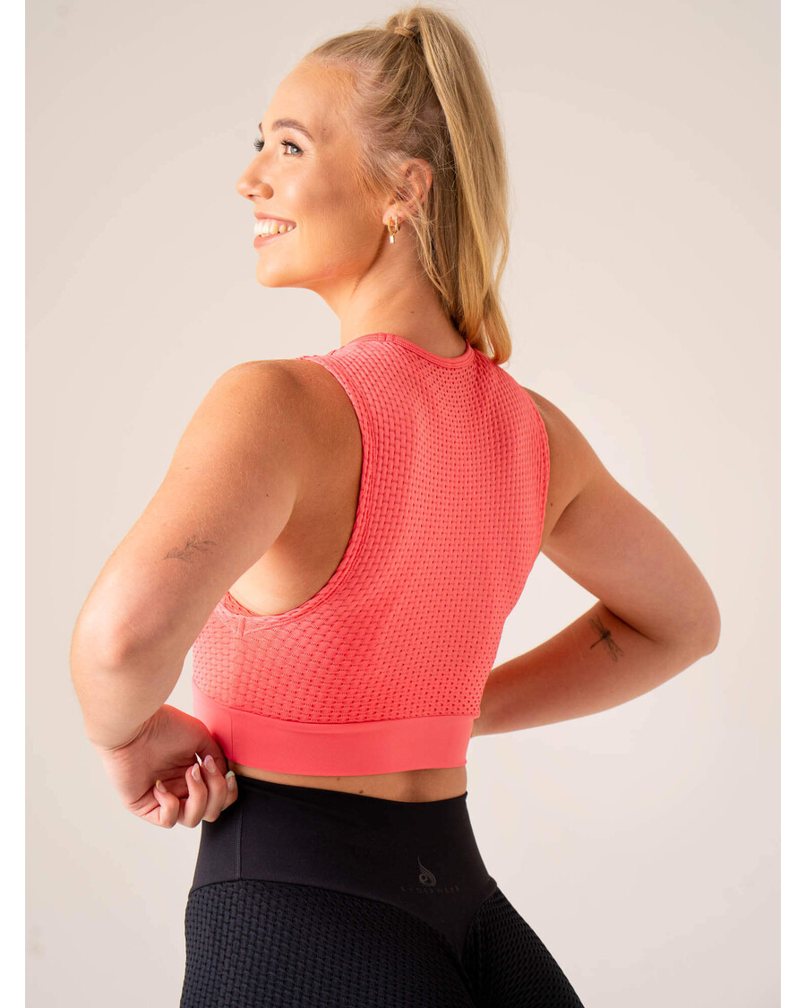 Tangki Mulus Ryderwear Honeycomb - Merah Muda Koral