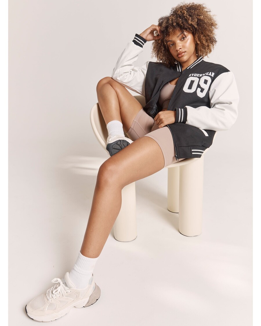 Ryderwear Varsity Bomber Jacket - Black/Vanilla