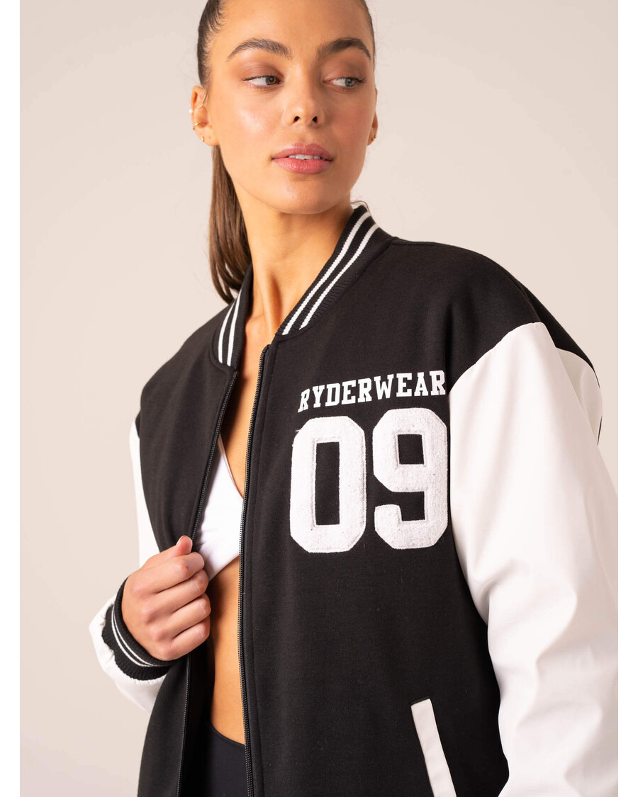 Ryderwear Varsity Bomber Jacket - Black/Vanilla
