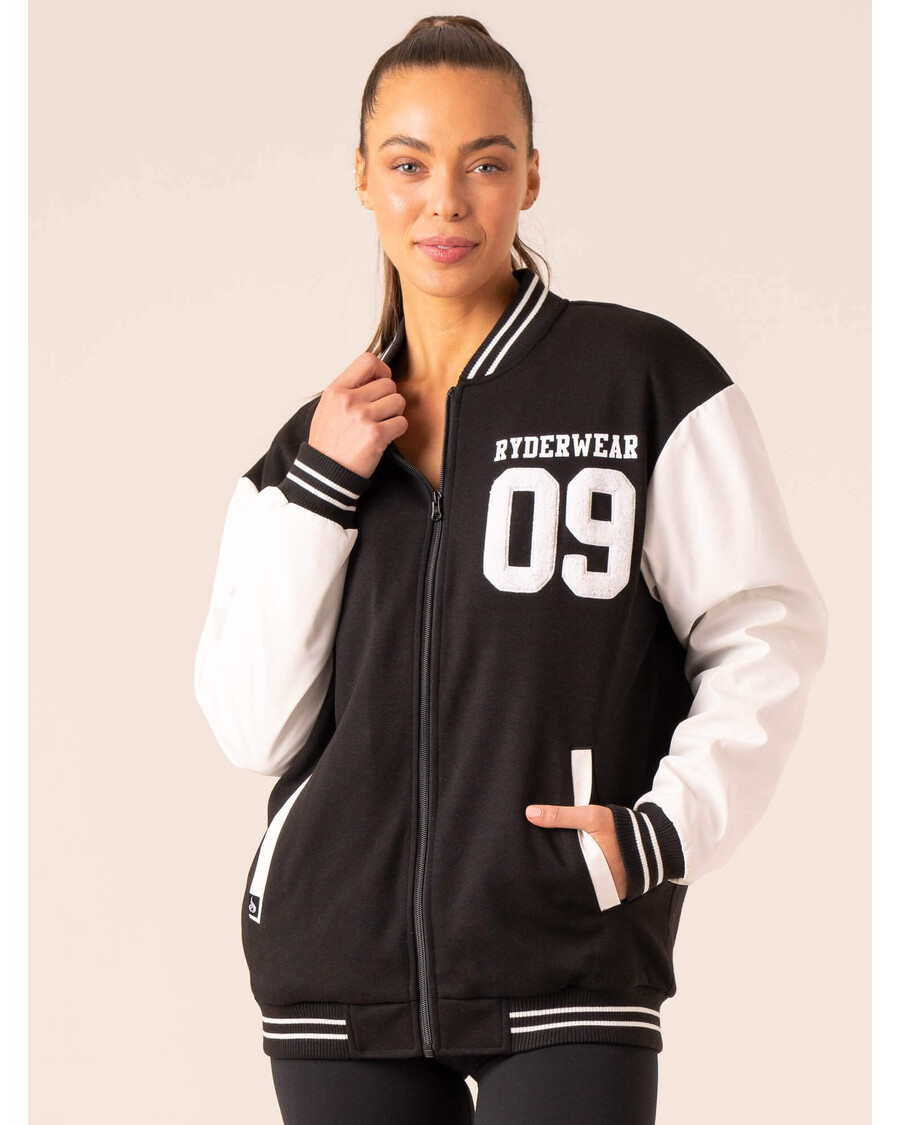 Ryderwear Varsity Bomber Jacket - Black/Vanilla