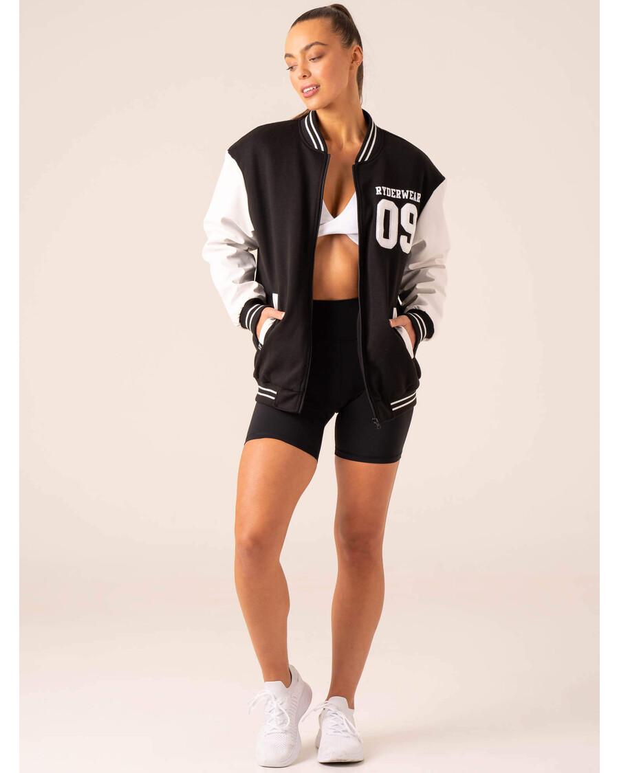 Ryderwear Varsity Bomber Jacket - Black/Vanilla
