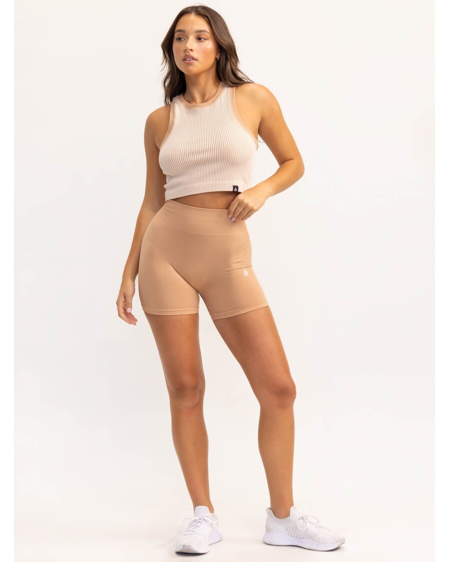 Ryderwear Lift 2.0 Rib Seamless Tank - Tan/White