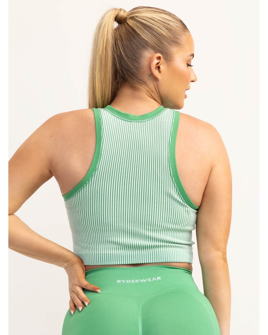 Ryderwear Lift 2.0 Rib Seamless Tank - Apple Green/White