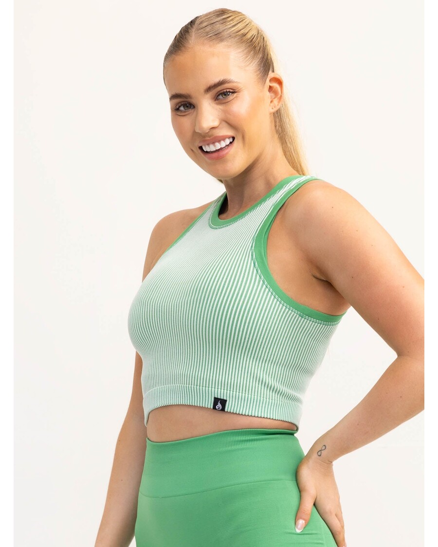Ryderwear Lift 2.0 Rib Seamless Tank - Apple Green/White