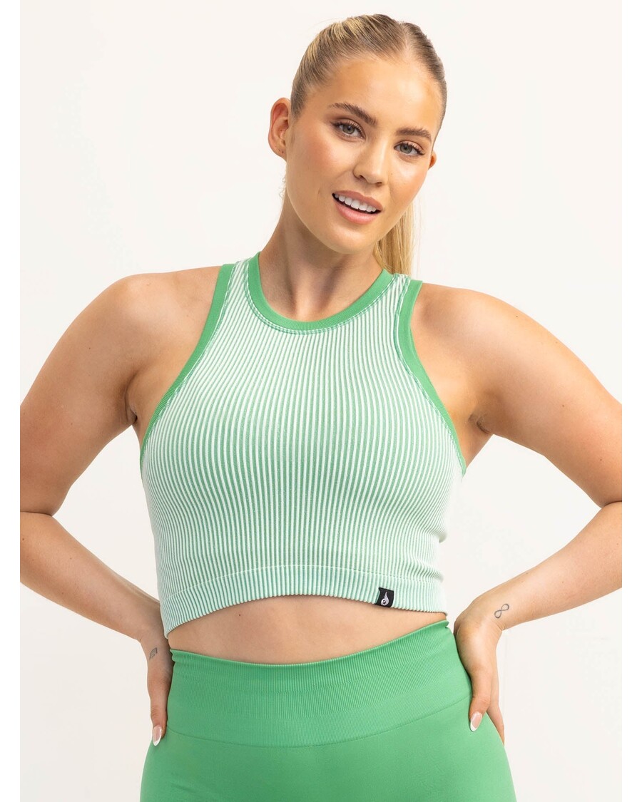 Ryderwear Lift 2.0 Rib Seamless Tank - Apple Green/White