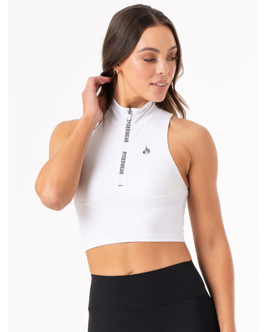 Ryderwear NKD 1/2 Zip Tank - White