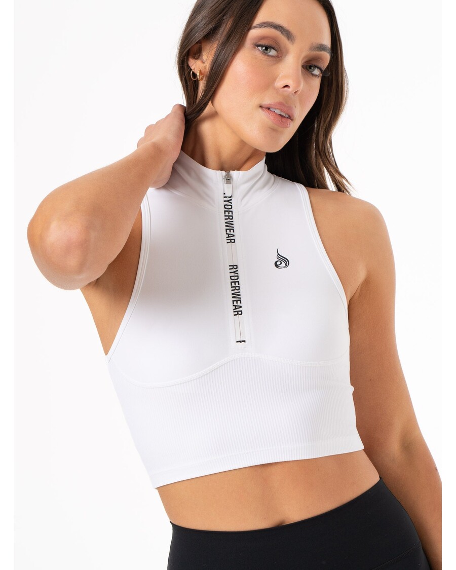 Ryderwear NKD 1/2 Zip Tank - White